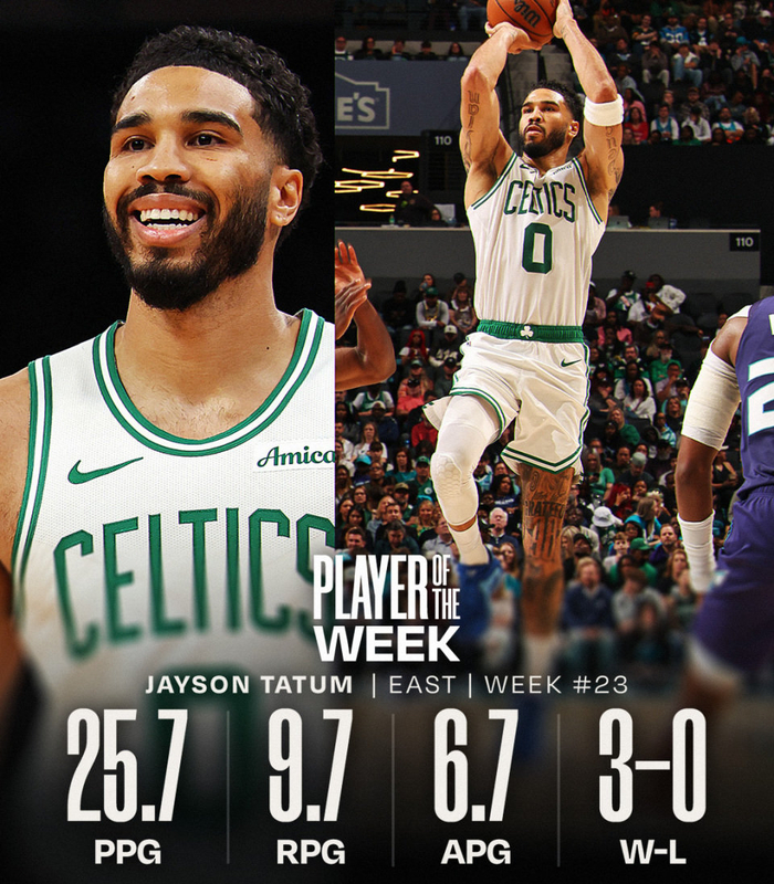 世界杯手机观看app下载-塔图姆复出第三周即获周最佳！连获赞美：七成功力的他也是联盟前十|凯尔特人|黄蜂|波士顿凯尔特人队|俄克拉荷马雷霆队|亚特兰大老鹰队_新浪体育_新浪新闻